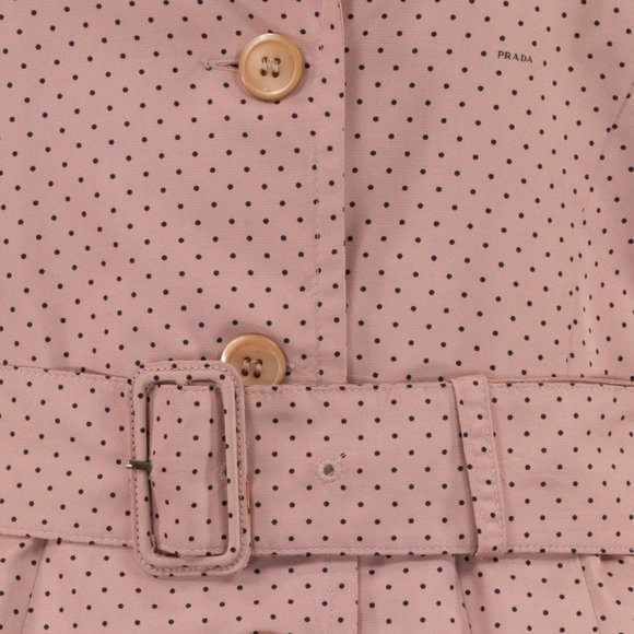 PRADA 100% SILK PINK POLKA DOT PATTERN BELTED SHIRT DRESS VINTAGE - Picture 7 of 10